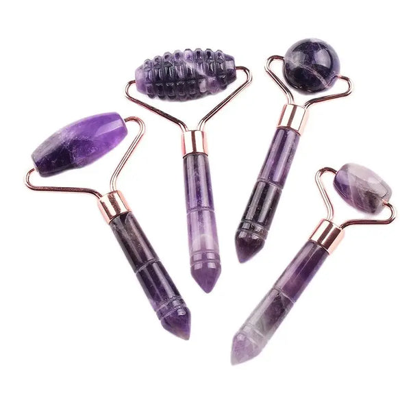 Wholesale Amethyst Crystal Roller Face Care Gua Sha Tool