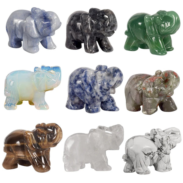 2Inch Wholesale Jade Crystal Elephant Figurines