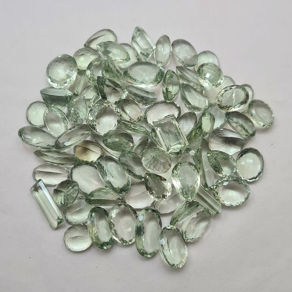 Natural Green Amethyst Faceted Mix Shape Green Amethyst Cut Stone