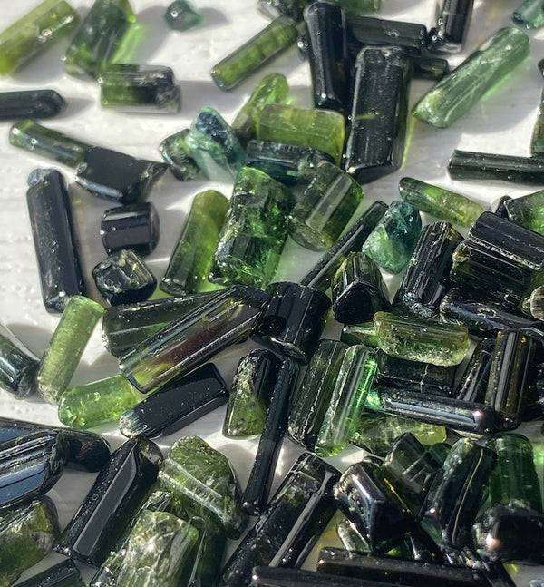 Raw Natural Green Tourmaline Sticks Thin Green Tourmaline Crystal