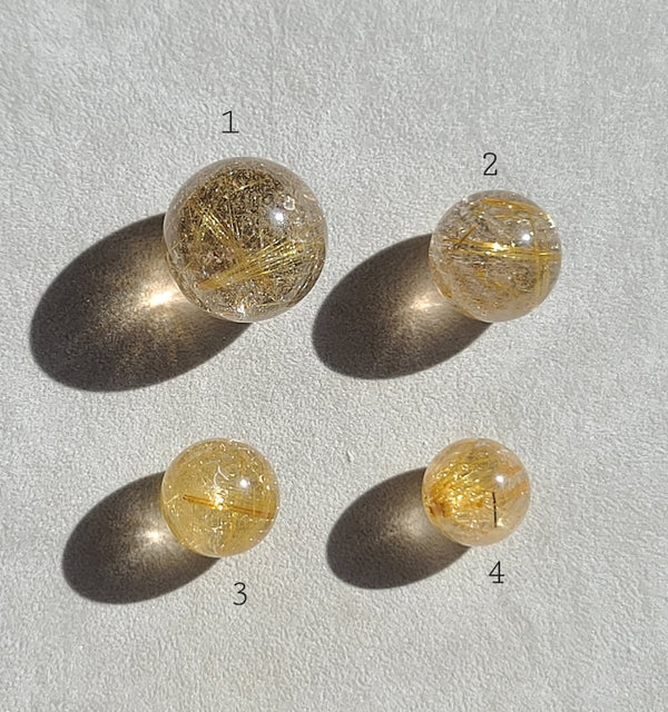 Golden Rutile Quartz Mini Sphere, Golden Rutilated Quartz, Feng Shui Tool, Manifestation Sphere, Wealth Crystal, Healing Solar Plexus Chakra