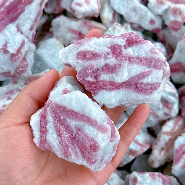 Natural Rough Red Tourmaline Quartz Crystal Energy Stone