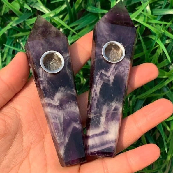 Natural Dream Amethyst Quartz Crystal Smoking Pipe