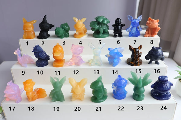 Natural Quartz Crystal Carved Pokemon Carving Statues