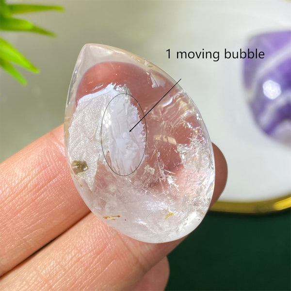 Enhydro Quartz Palm Stone 1 Moving Bubble Polished Crystal Quartz Palm Stone