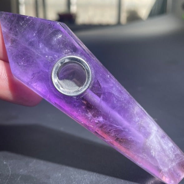 Natural Amethyst Pipe Quartz Crystal Smoke Tube