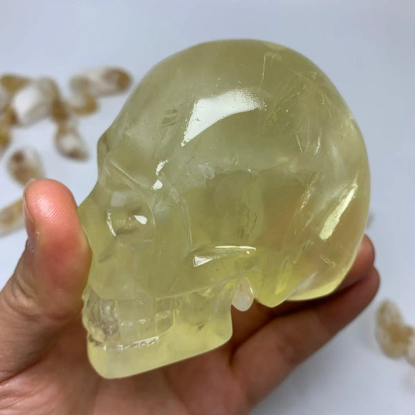 Natural Citrine Quartz Reiki Healing Gemstone Crystal Skull