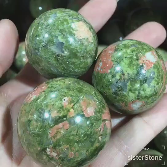 1pc 40-50mm unakite sphere