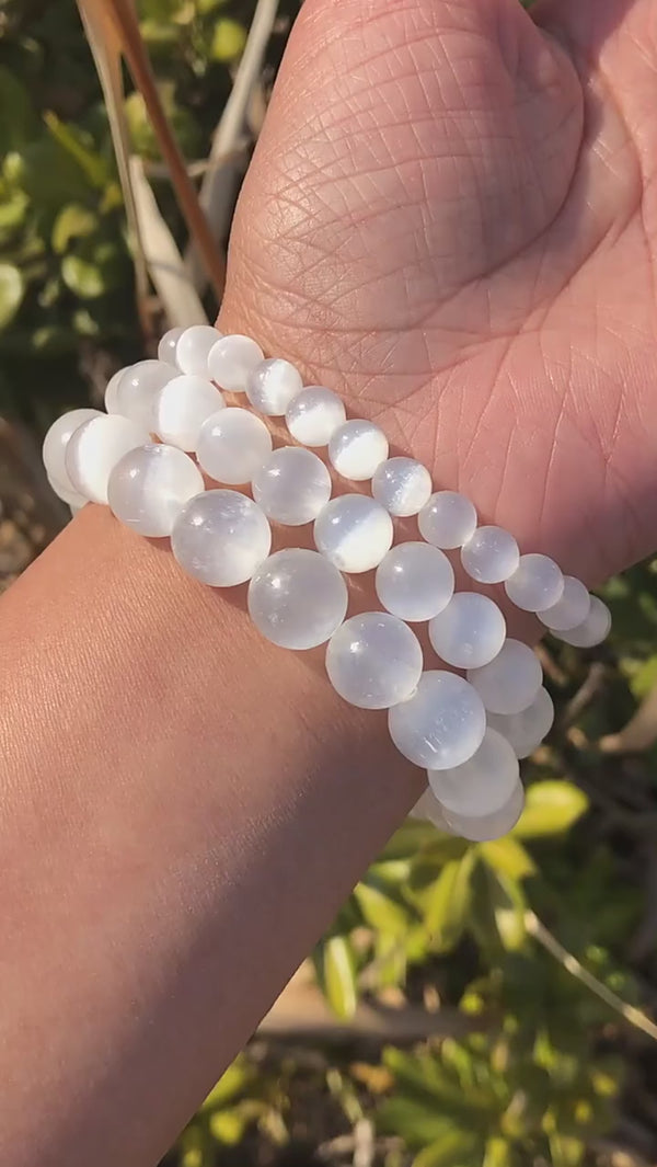 1pc 6/8/10/12mm selenite bracelet