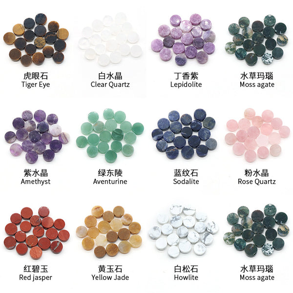 16~20Mm Natural Crystal Button Undrilled Circle Stone For Diy