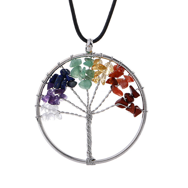 New Natural Gemstone Tree of Life Necklace