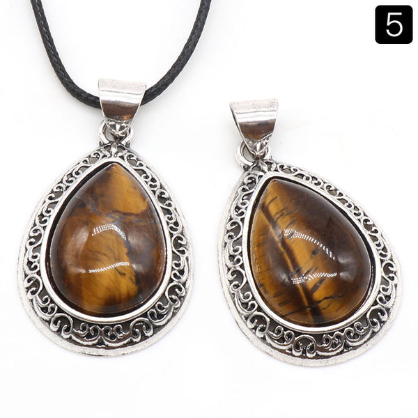 27x39mm Natural Crystal Water Drop Pendant - Agate, Semi-Precious Stone